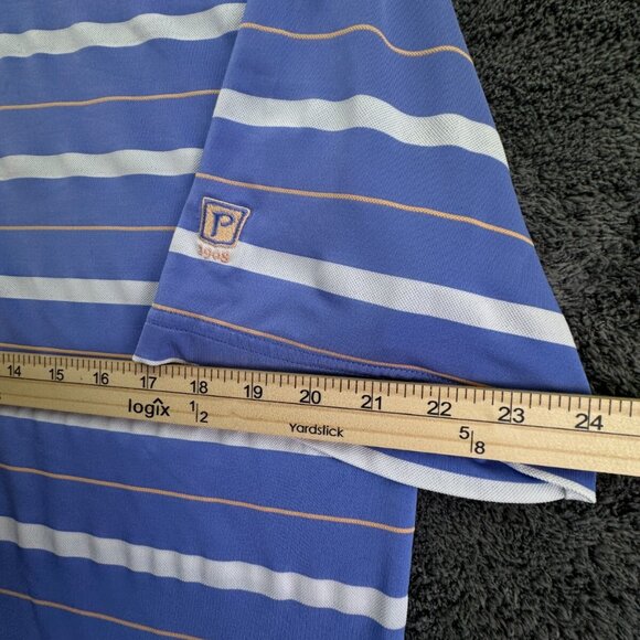 Footjoy Short Sleeve Golf Polo Shirt Blue Striped Medium Stretch 1908 Mystery - Picture 6 of 16